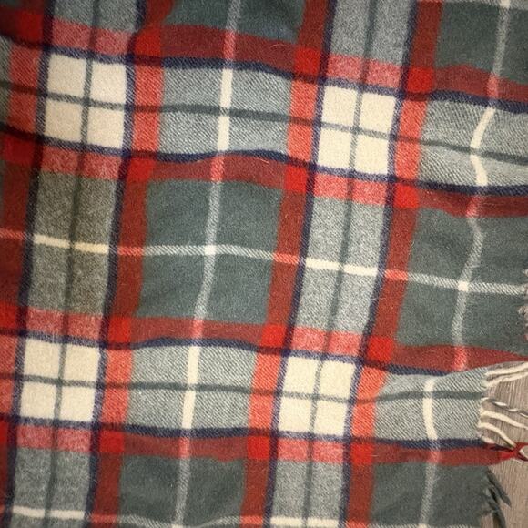 Vintage Wool Plaid Cutter Blanket 41x51 Green Red Tartan RL Christmas Style - Picture 5 of 7